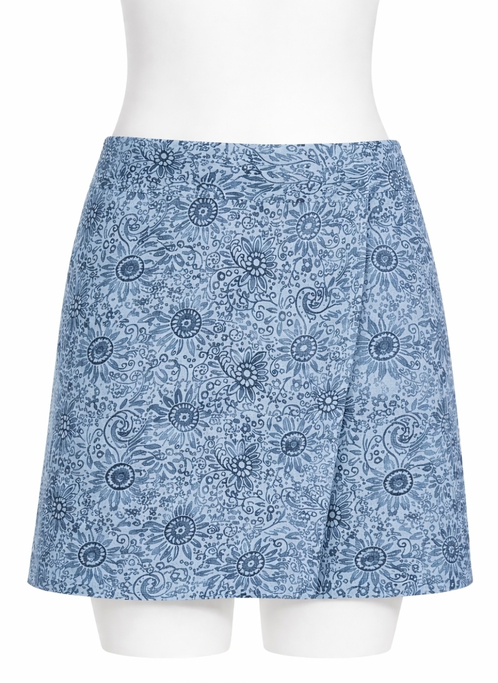 Rip Skirt Adjustable Hawaiian Blue Floral Wrap Skirt Sz L-Beach Swim Resortwear